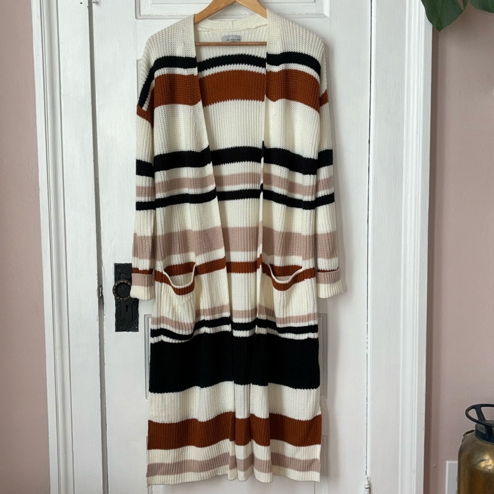 ALLISON JOY STRIPED DUSTER CARDIGAN SWEATER